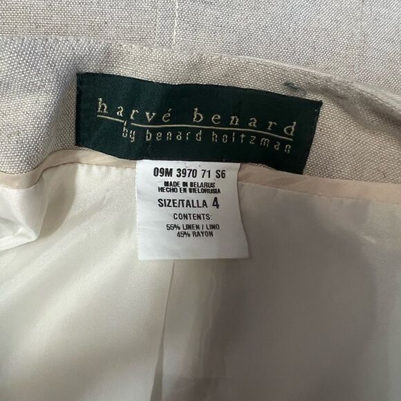 Harve Bernard open front blazer career linen blend beige with cream size 4 - Picture 7 of 8
